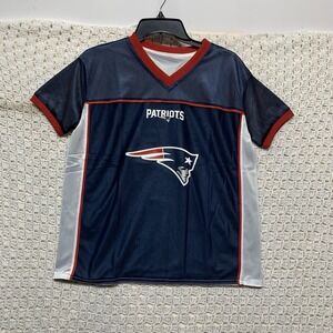 New England Patriots Flag Football‎ Jersey Adult  Size M Blue Short Sleeve